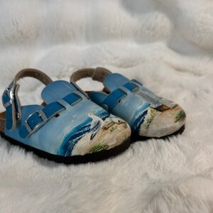 Birkenstock Kids Blue Sandals with Beach Scene